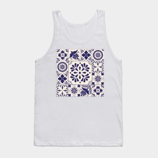 Blue Mexican Talavera Pattern Tank Top